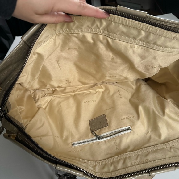 Lanvin Patent Taupe Carry All Handbag with Silver Hardware - Picture 5 of 16